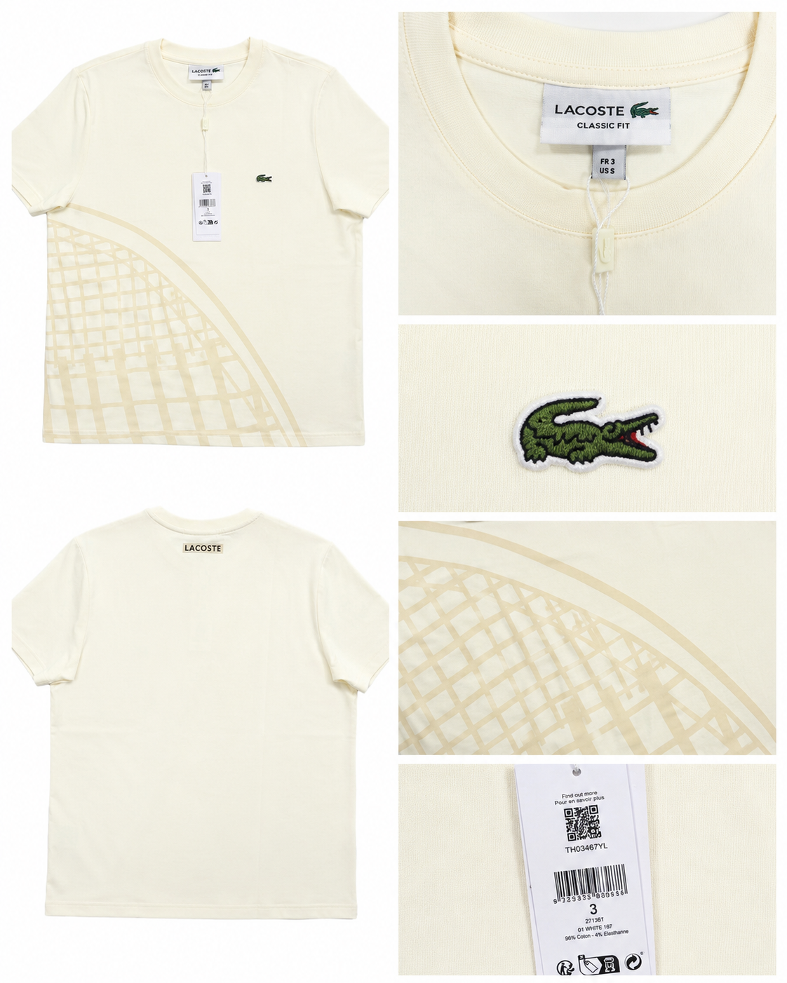 Lacoste T-Shirt Uomo Cream Graphic Classic Fit Premium Edition