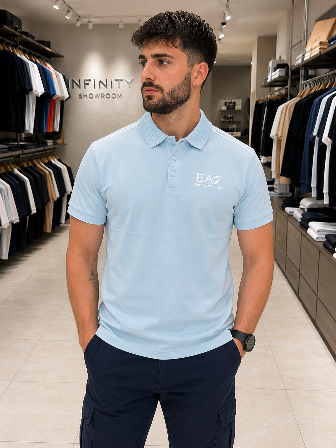 Polo EA7 Emporio Armani Celeste