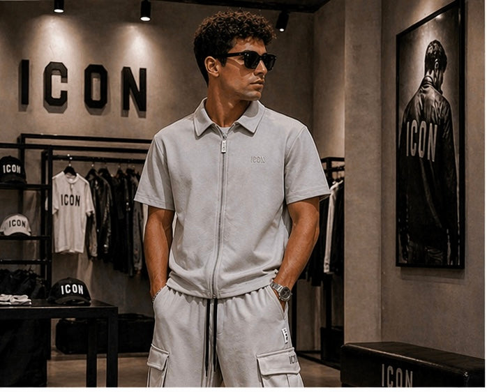 Set Uomo ICON Minimal Polo Zip e Bermuda Cargo