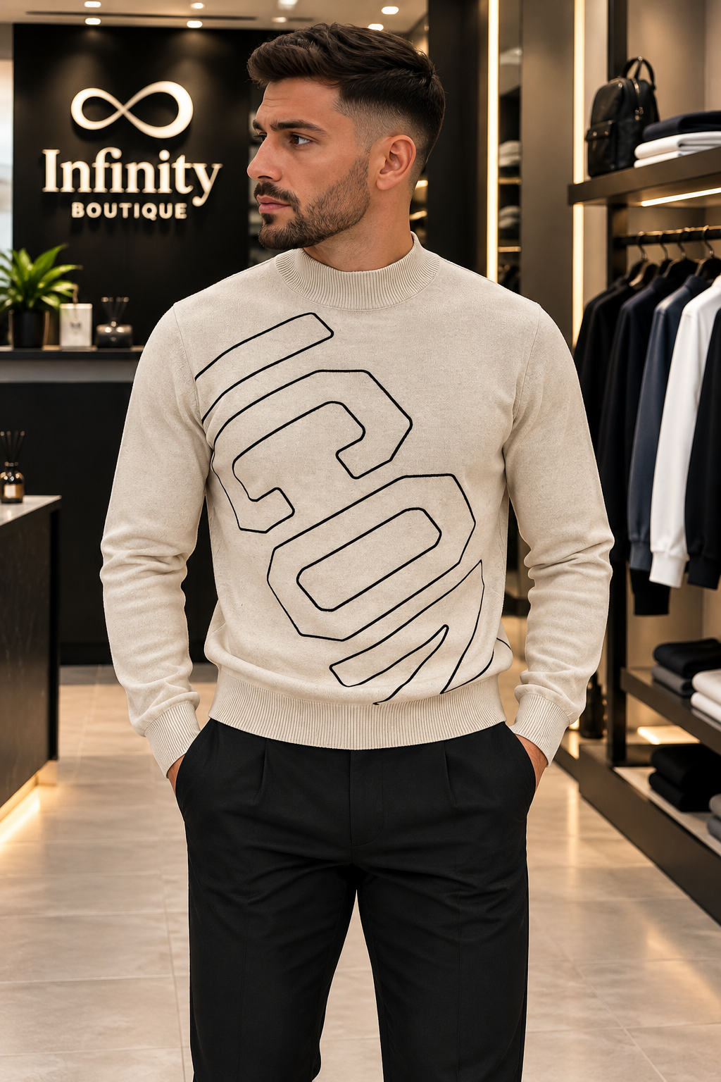 Maglioncino Icon scritta trasversale ricamata 🧵