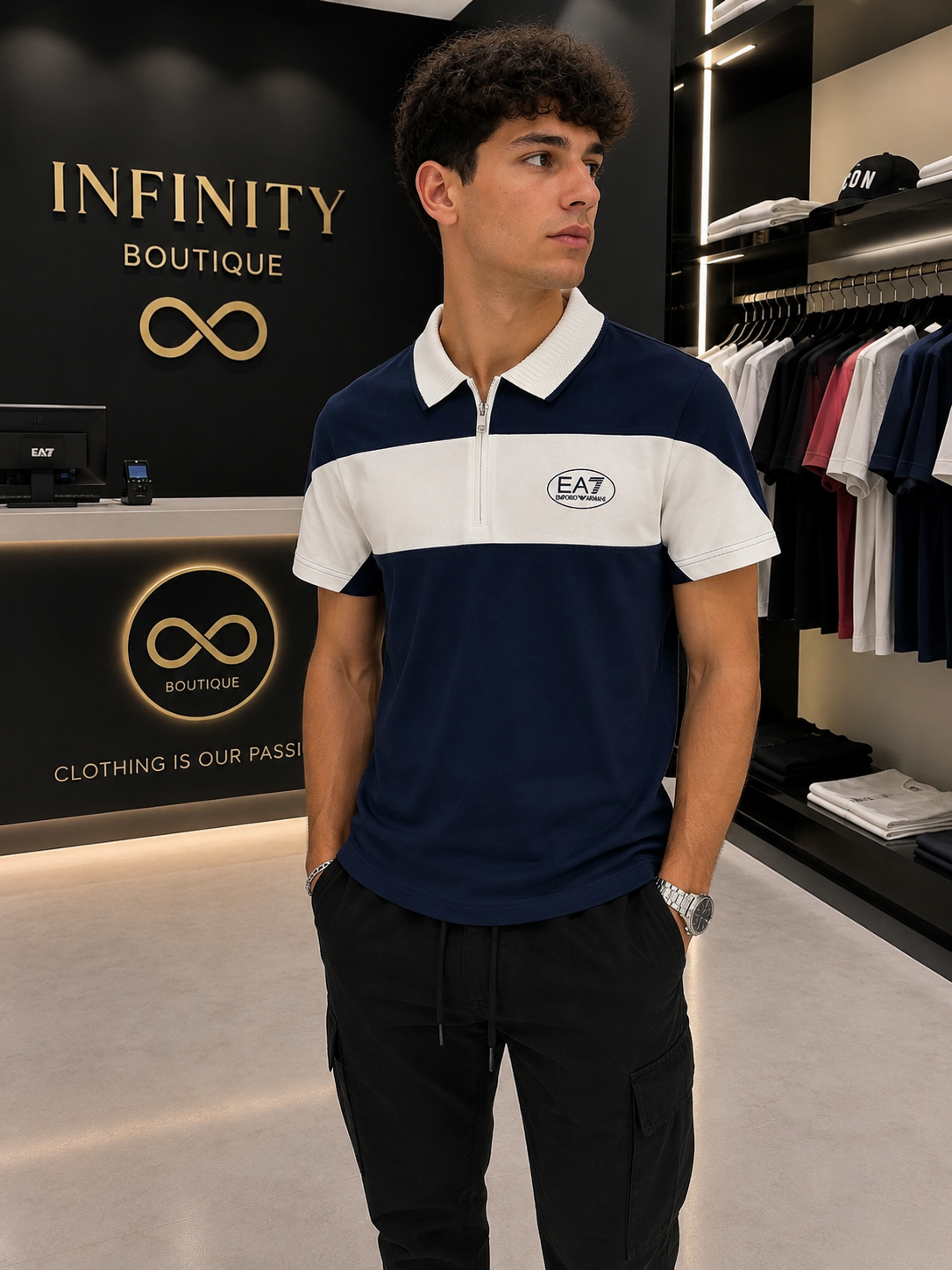 Polo EA7 Emporio Armani Ventus Blu Navy/Bianco
