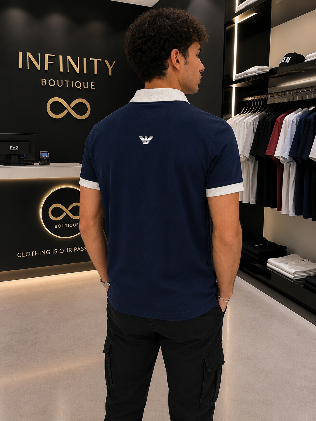 Polo EA7 Emporio Armani Ventus Blu Navy/Bianco