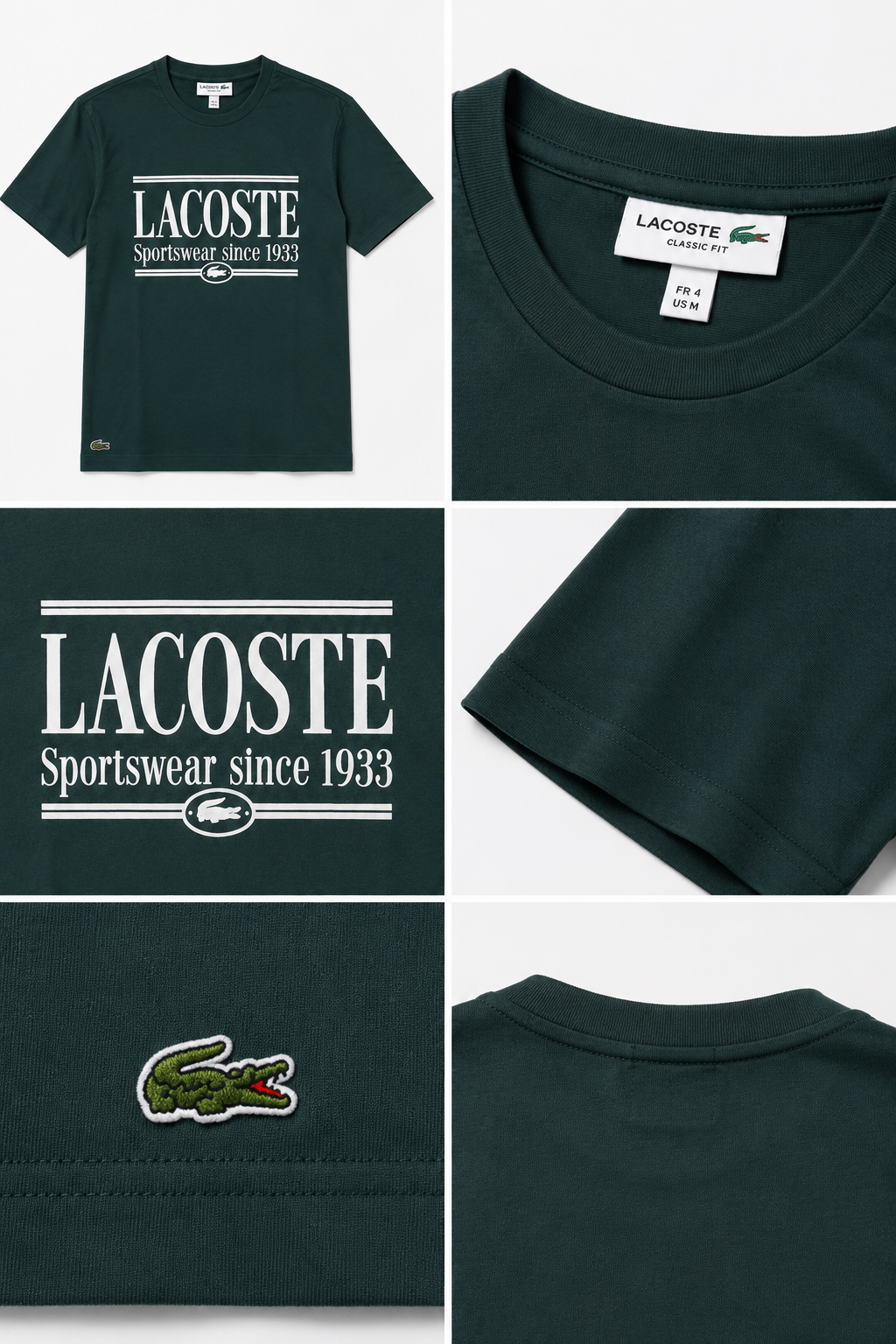 T-Shirt Uomo Lacoste Logo Print Verde Bosco