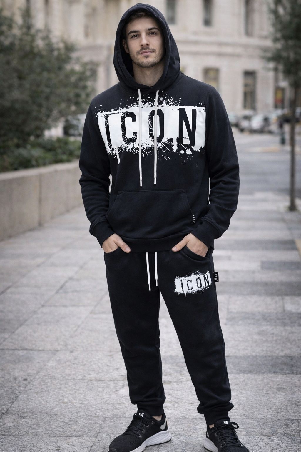 Pantalone Jogger ICON Uomo Nero con Stampa Logo – Urban Style