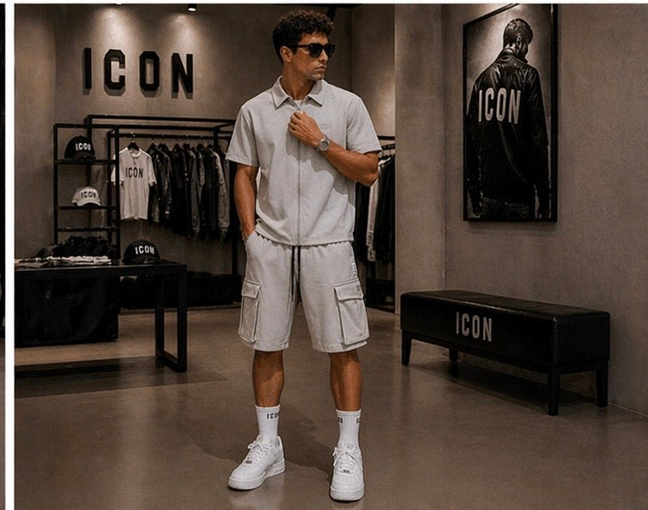 Set Uomo ICON Minimal Polo Zip e Bermuda Cargo