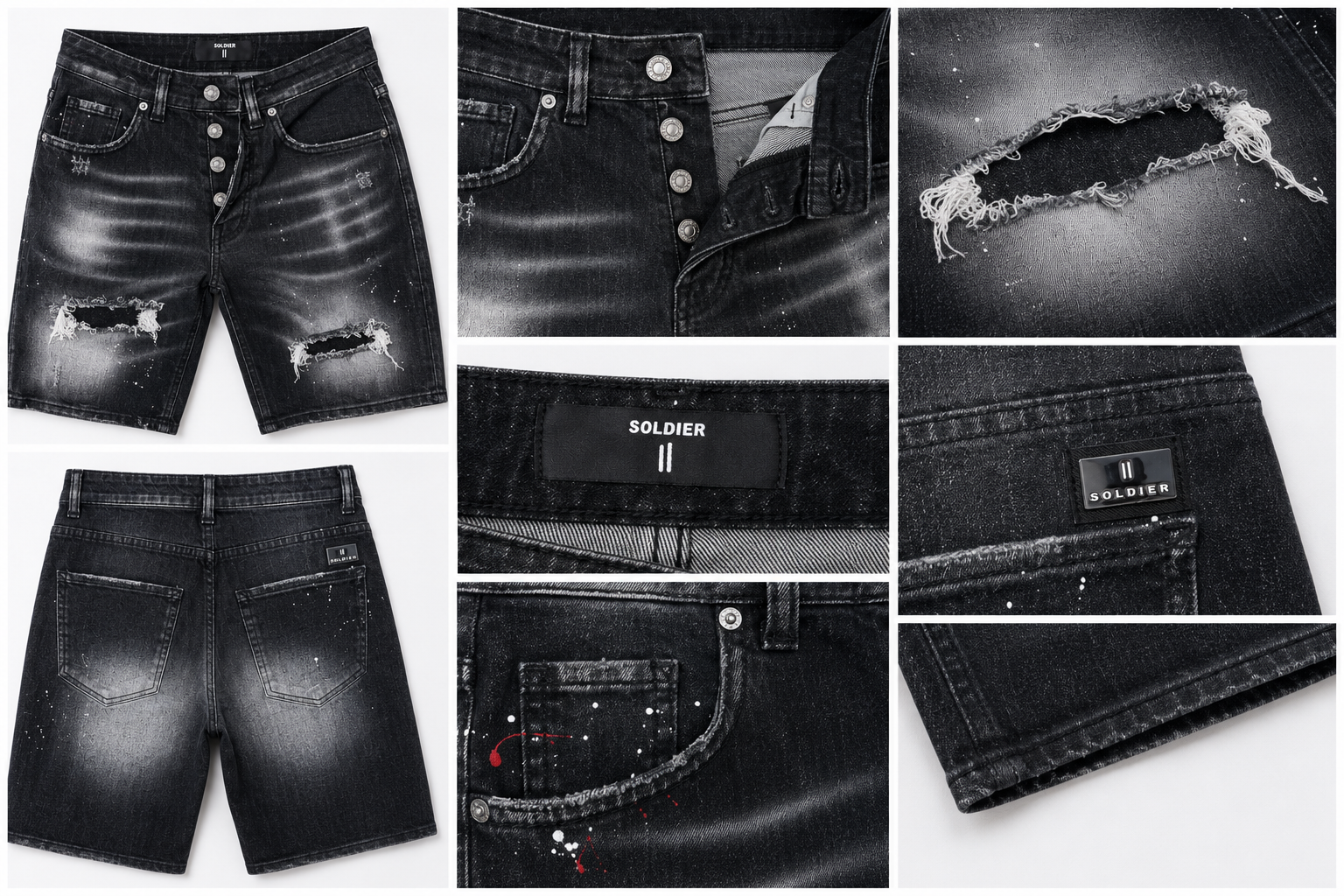Bermuda Jeans Soldier II Nero Destroyed