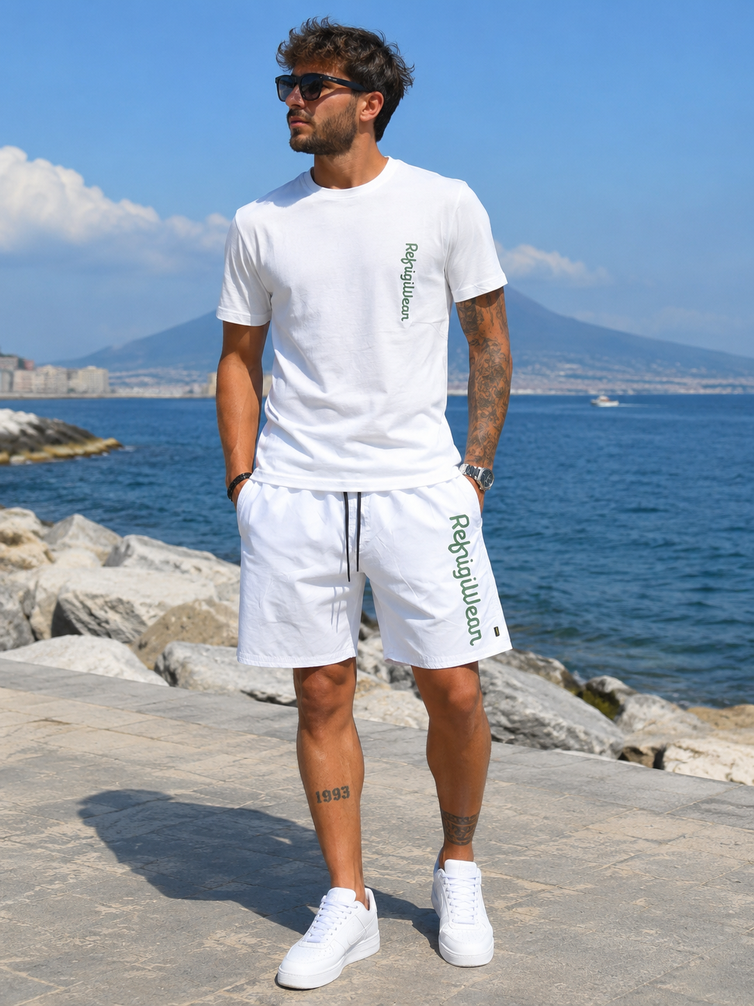 Completo Mare Refrigiwear Bianco Uomo costume+t-shirt