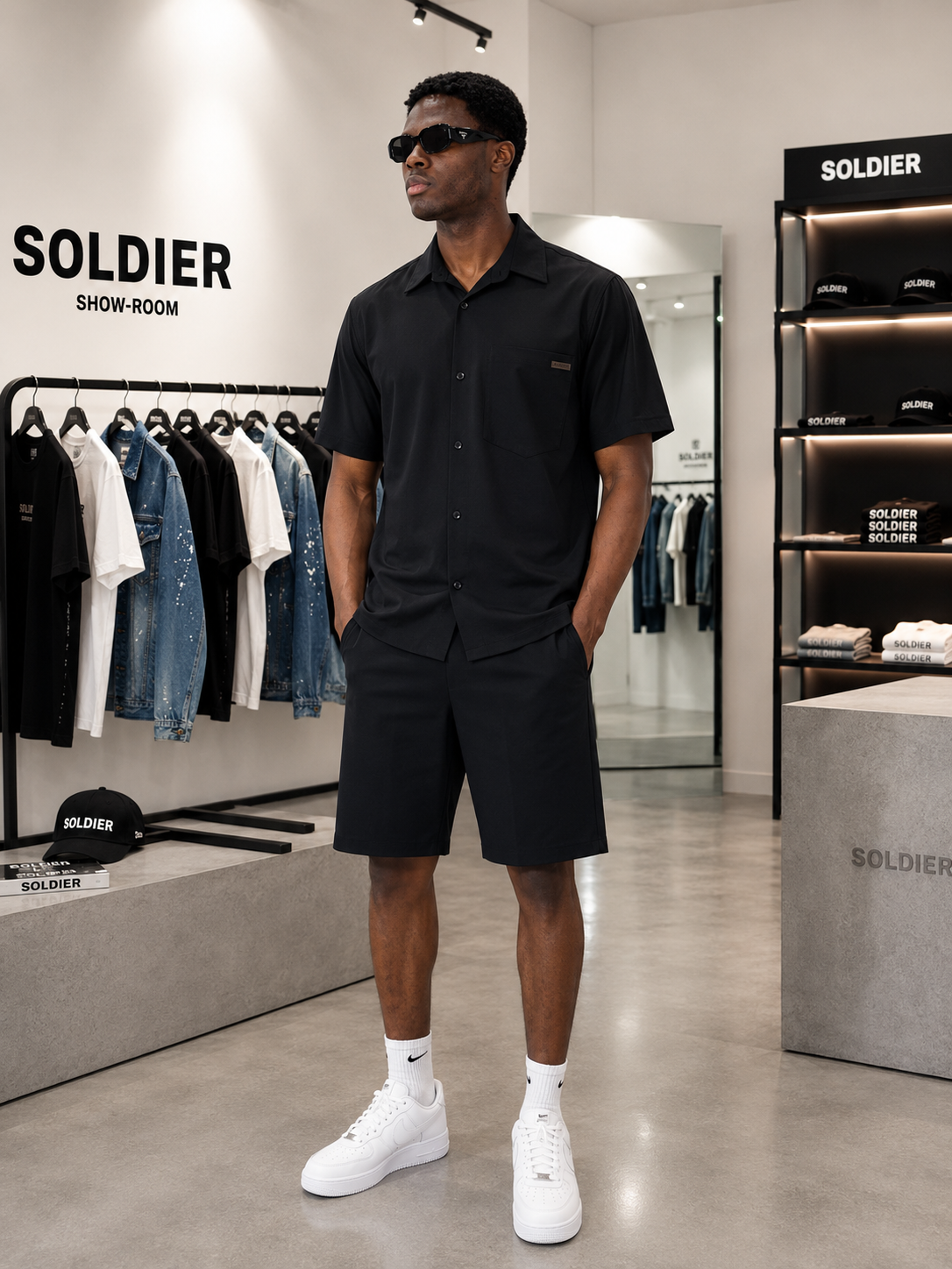 Completo camicia + bermuda beige SOLDIER