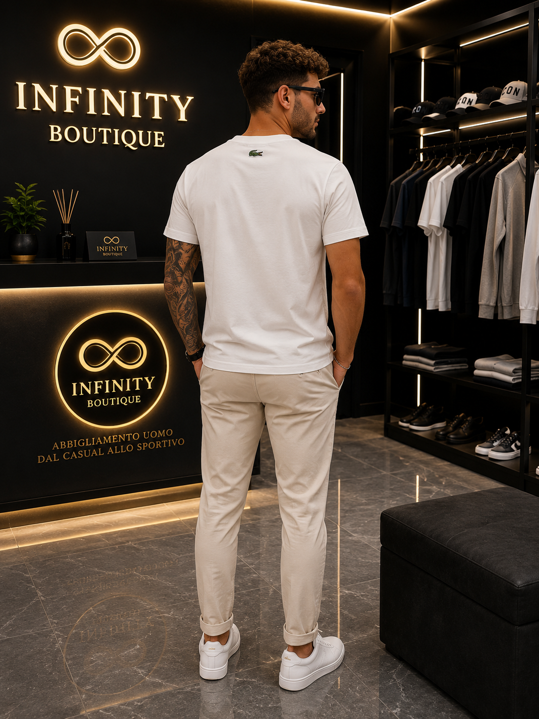 T-shirt Lacoste Logo All Over – Bianco/Verde