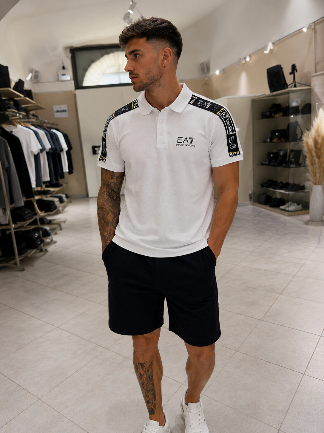 Polo EA7 Emporio Armani Italia Bianca
