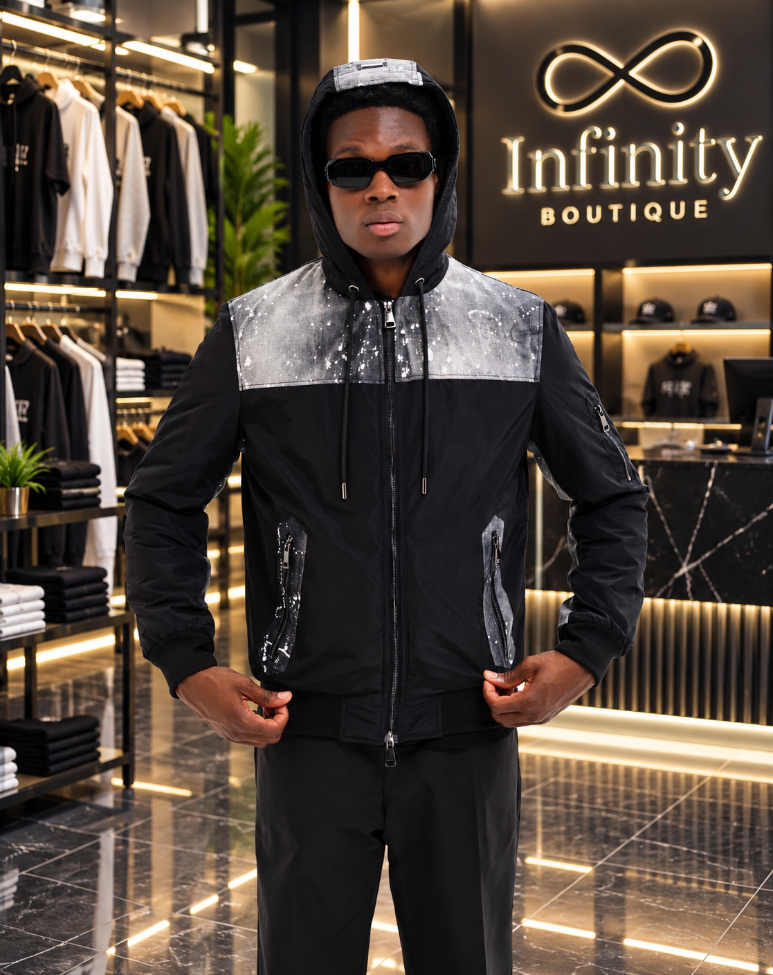 Giubbino soldier Uomo Urban Black – Dettagli Splash