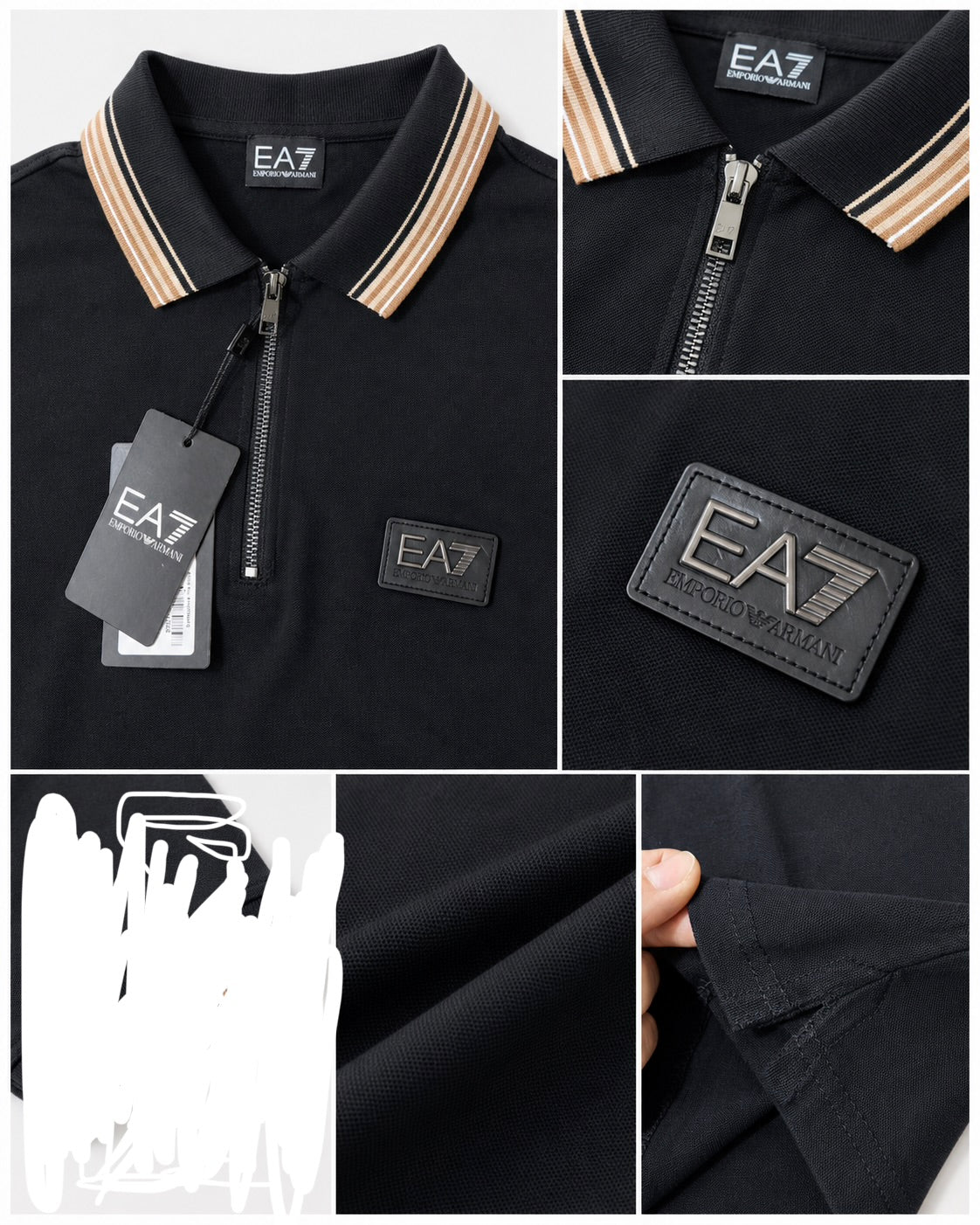 Polo EA7 Emporio Armani Nera con Zip