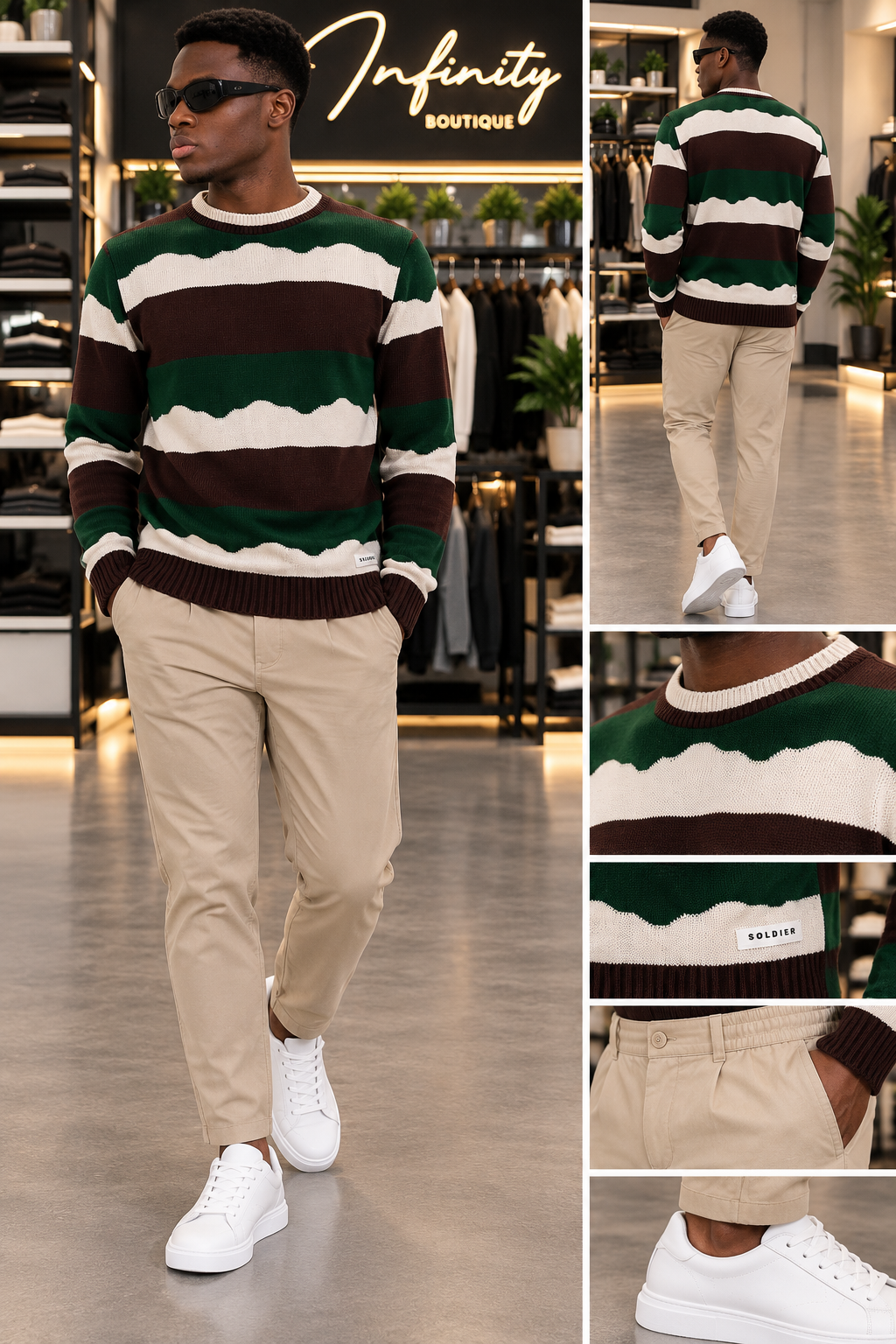 Maglione in filo 🪡 Uomo SOLDIER a Righe Ondulate