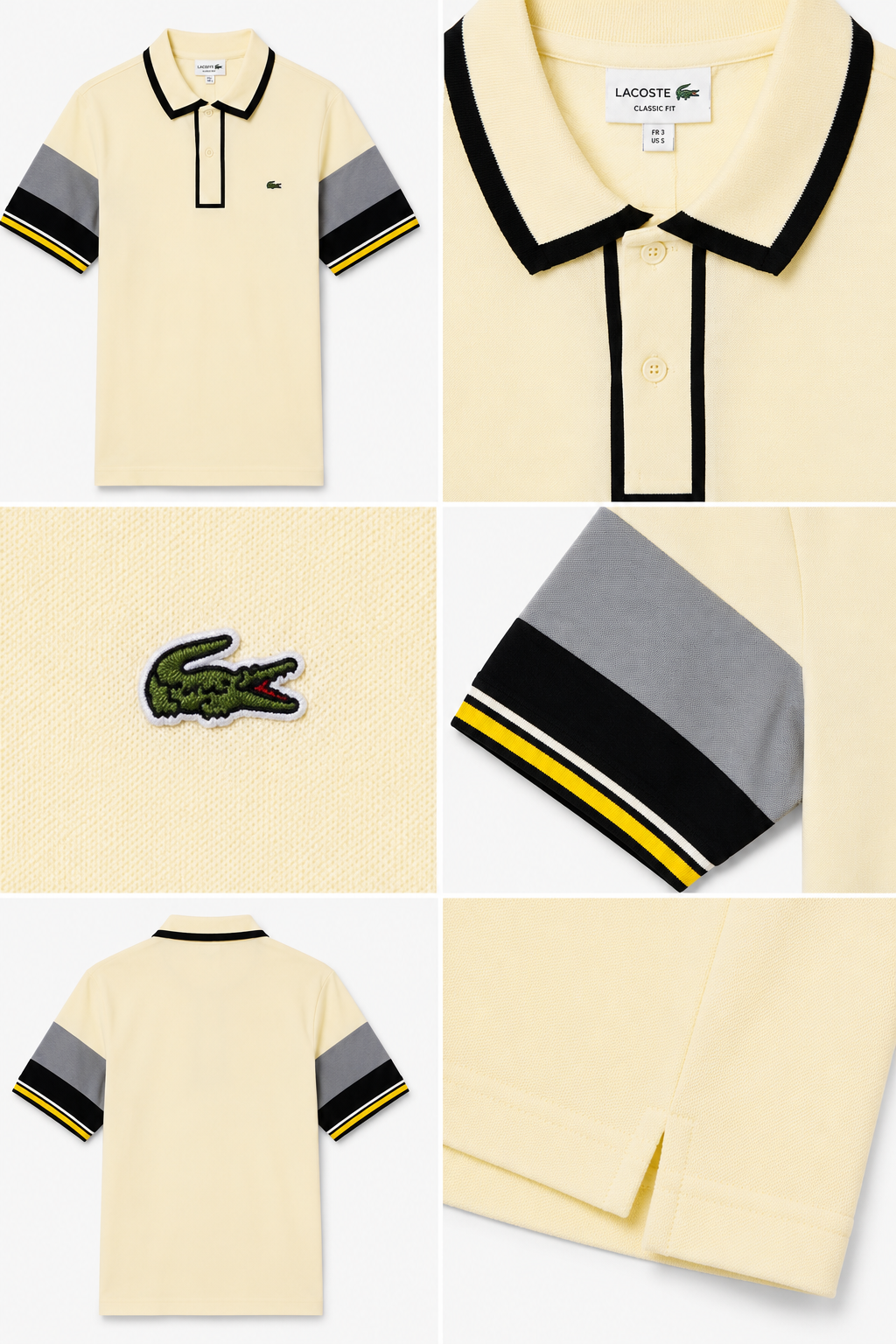 Polo Uomo Lacoste Classic Fit Beige con Dettagli a Contrasto