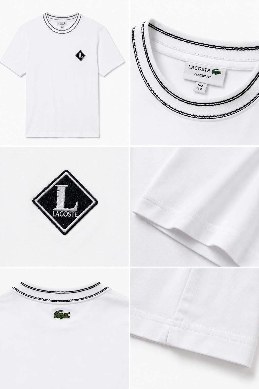 T-Shirt Uomo Lacoste Classic Fit Bianca con Logo Ricamato