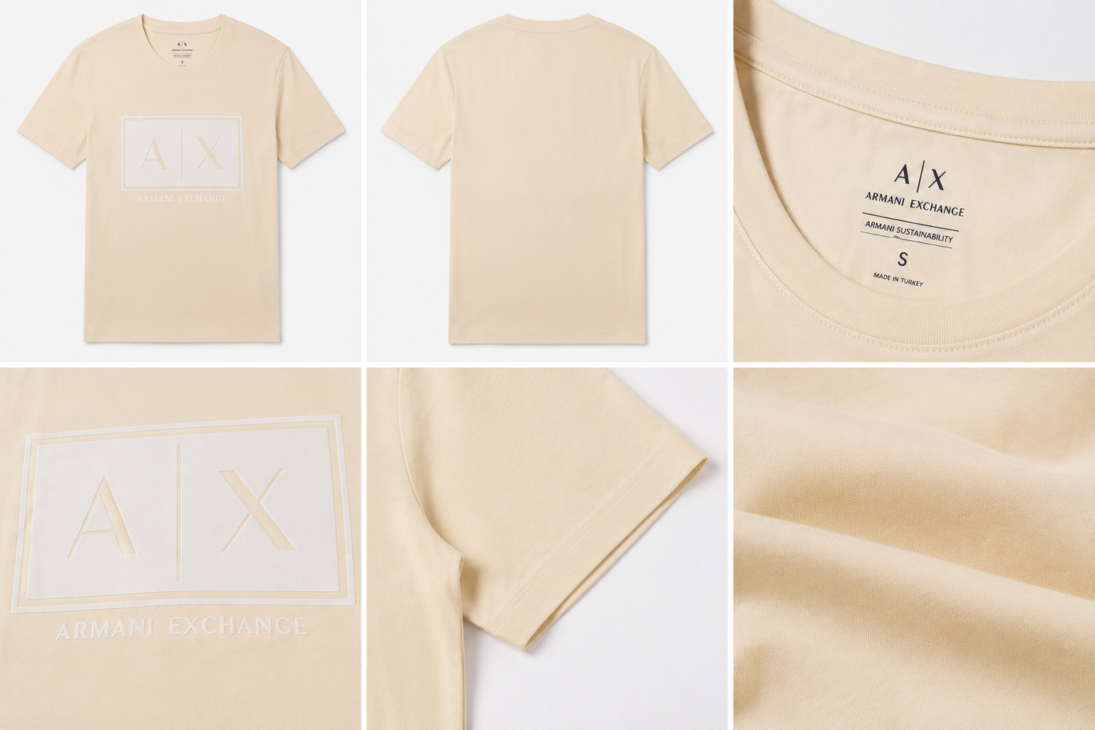 T-Shirt Armani Exchange Logo AX Panna