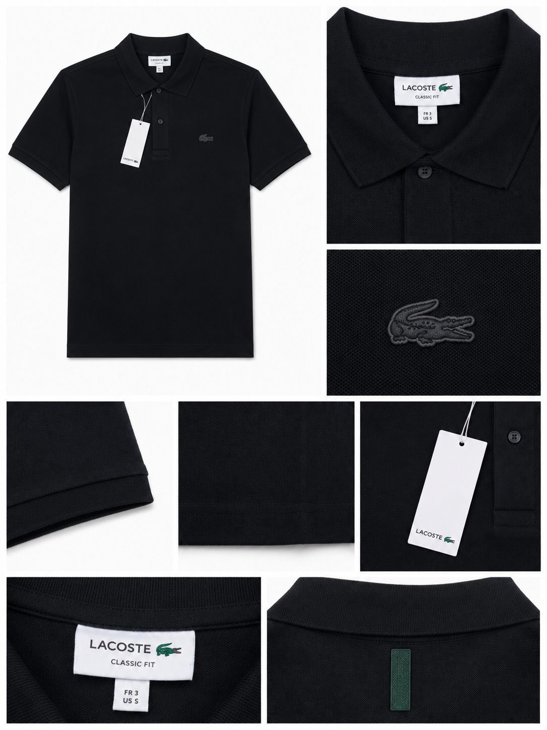 Polo Lacoste Classic Fit Uomo Logo Tonale – Bianco / Nero