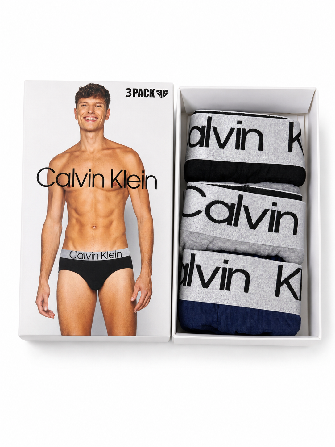 Calvin Klein 3 Pack Slip Uomo – Nero, Grigio e Blu Navy