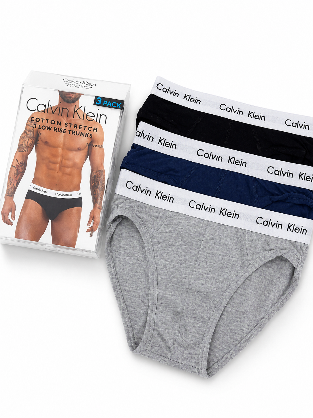 Calvin Klein Cotton Stretch – Confezione 3 Slip Uomo Low Rise