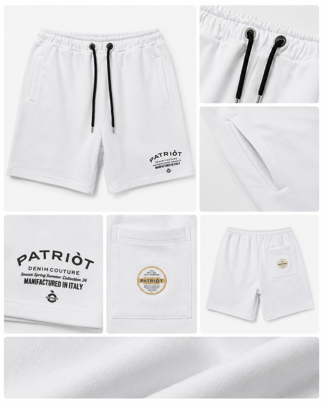 Bermuda Uomo Patriòt White Essential – Shorts in Cotone con Coulisse