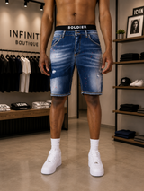 Bermuda Jeans Soldier II Nero Washed - blue Destroyed regolar Fit