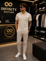 Polo Lacoste Uomo Regular Fit – Panna con profili verde/nero
