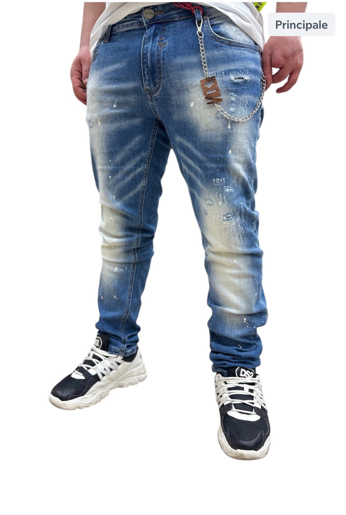 Jeans Uomo ICON – Denim Slim Fit con Dettagli Distressed