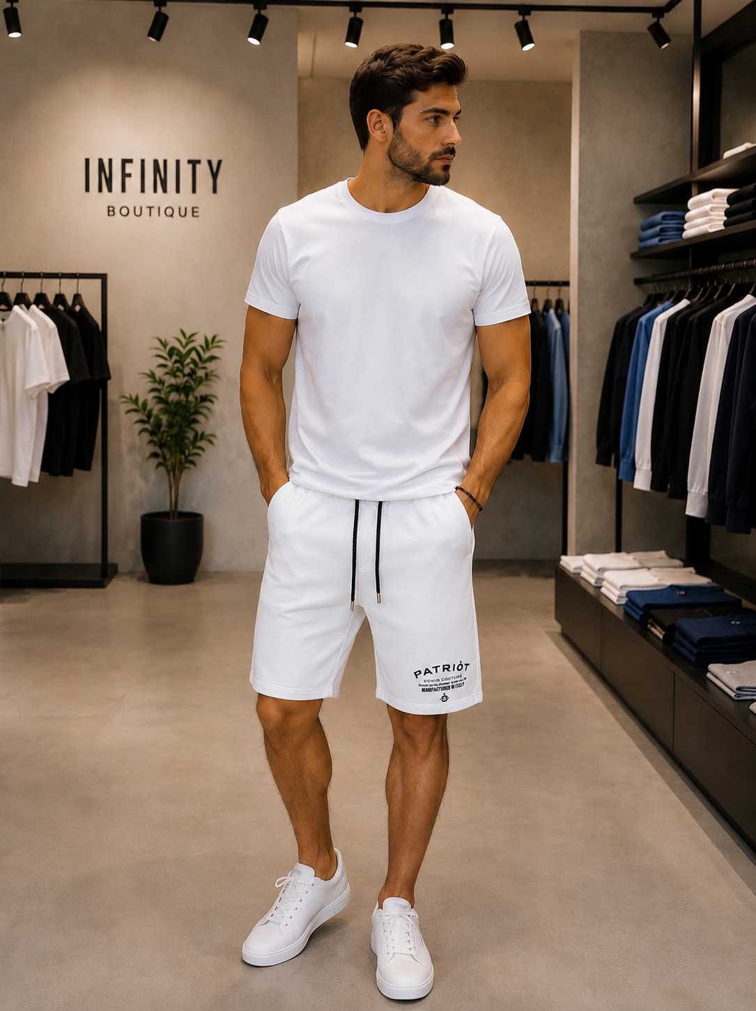 Bermuda Uomo Patriòt White Essential – Shorts in Cotone con Coulisse