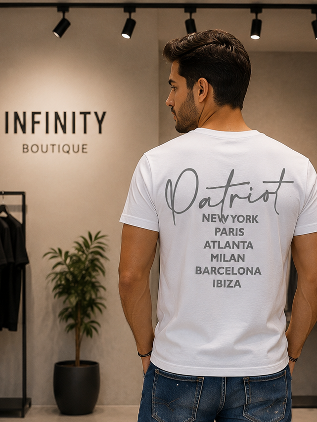 T-Shirt Uomo Patriot Bianca con Stampa Posteriore City Logo Oversize