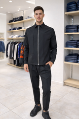 Completo Uomo Soldier Nero con Giacca Zip e Pantalone Slim