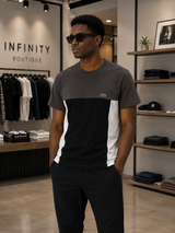 Lacoste T-Shirt Uomo Colorblock Grey Black Classic Fit