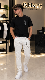 Jeans ICON – patch-Slim Fit Bianco