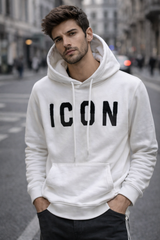 🤍 Felpa Hoodie "ICON" – Eleganza Streetwear in Bianco e Nero