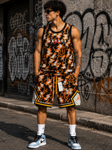 Completo Basket Jordan Fantasy Black/Orange – Canotta + Bermuda Streetwear