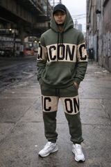 Tuta Sportiva Icon con Cappuccio e Logo a Contrasto