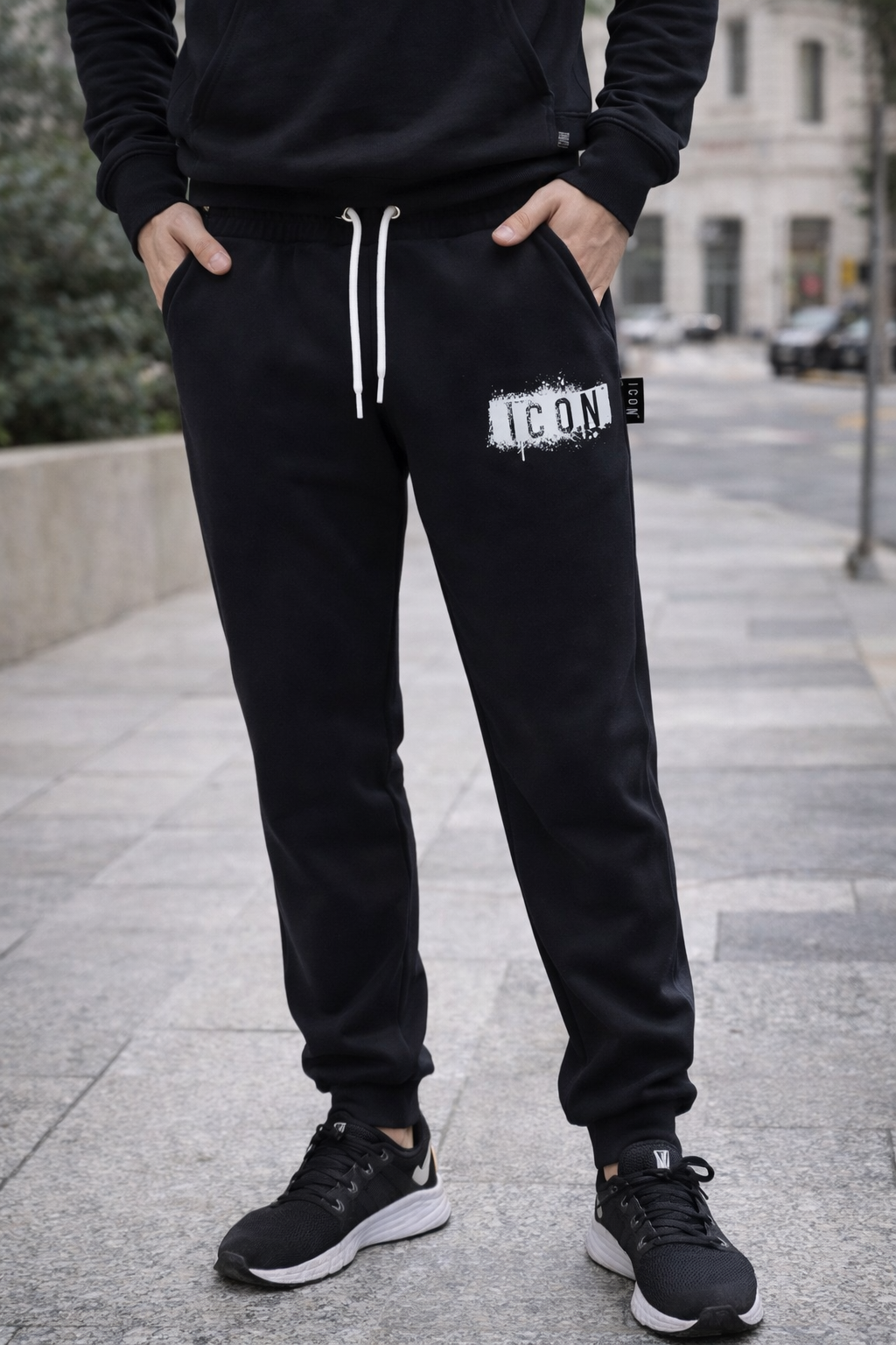 Pantalone Jogger ICON Uomo Nero con Stampa Logo – Urban Style
