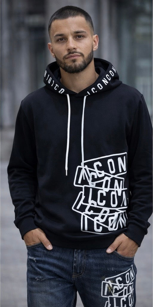 Felpa con Cappuccio Nera "ICON" - Stile Urbano e Comfort Inconfondibile