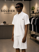Completo camicia + bermuda beige SOLDIER