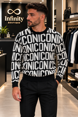 Maglioncino Uomo ICON Total Print – Bianco e Nero