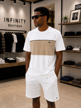 Lacoste T-Shirt Uomo Colorblock Beige & White Classic Fit