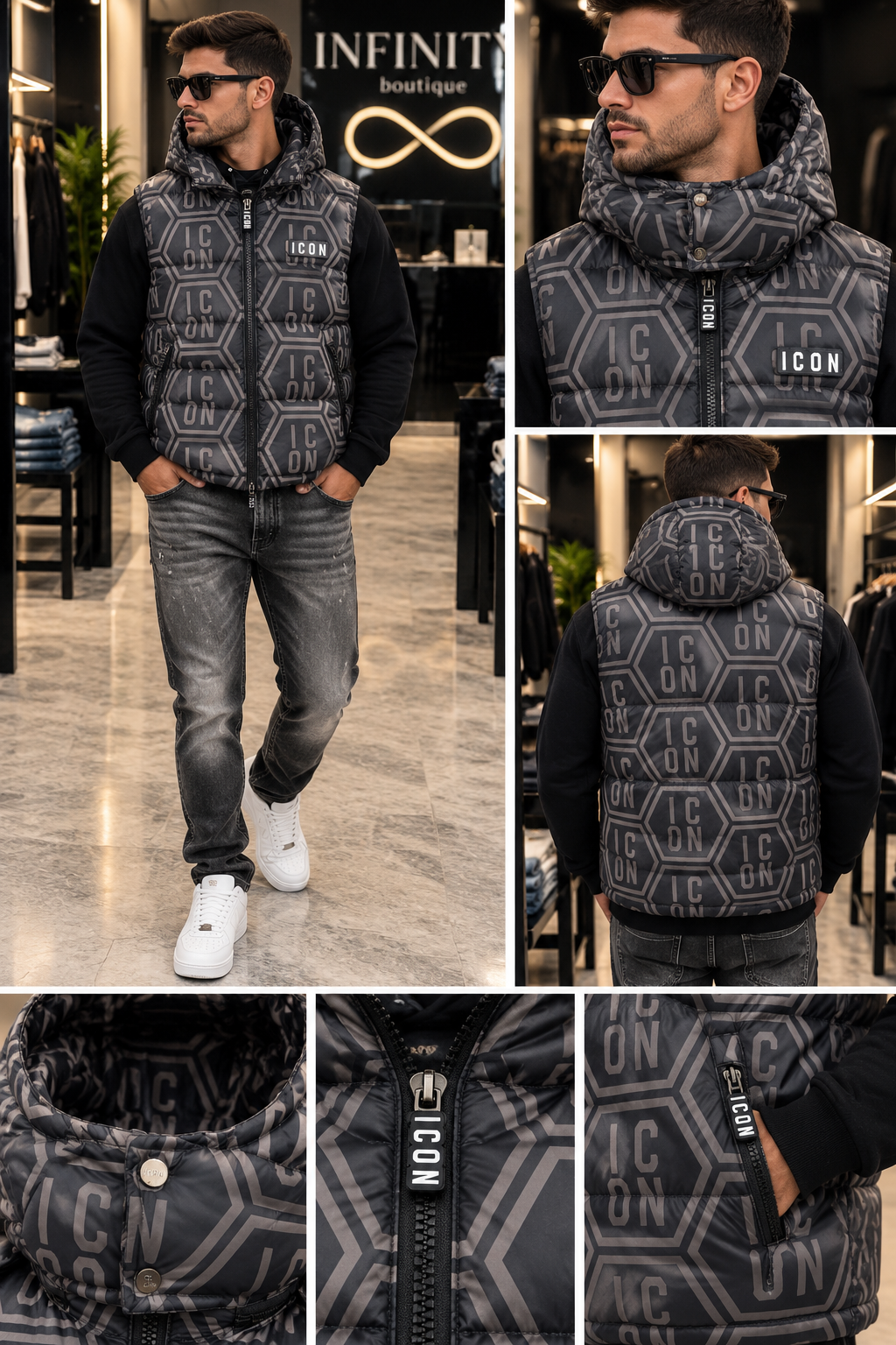 Smanicato Uomo ICON con Cappuccio Estraibile – Fantasia Logo