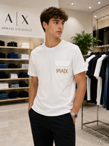 T-shirt A|X Armani Exchange bianca con taschino logo 91A|X