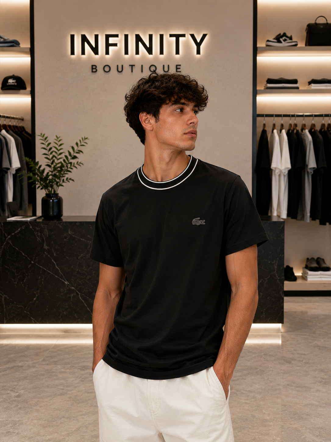 T-Shirt Lacoste Essential Black Premium Uomo