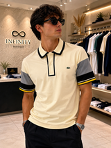 Polo Uomo Lacoste Classic Fit Beige con Dettagli a Contrasto