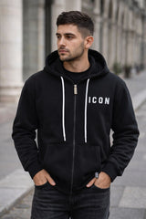 felpa icon con cappuccio e zip